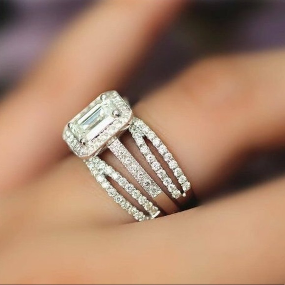 3pcs/set Gold Plated Engagement Wedding Ring - Picture 3 of 5